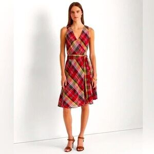 Plaid Crinkle Cotton Sleeveless Dress